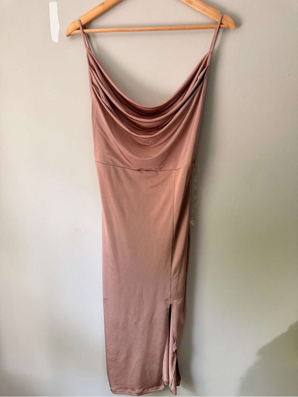Satin Cowl Neck Slip Dress in Dusty Rose